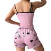 Summer Women's Milk Silk Sleeveless Camisole Shorts Pajama Set with Heart Print Casual Sleepwear Two-Piece Set
