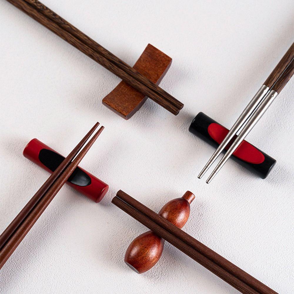 6Pcs Manual Polishing Wooden Fork Chopstick Pillow Kitchen Tableware Chopstick Holder Chopstick Rest