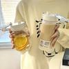 350/800ml Portable Plastic Water Bottle Transparent Outdoor Leak Proof Minimalist Cup For Camping Gym Travel With Handle Cups