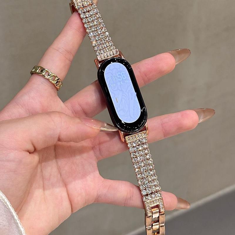 Luxury Diamond Watch Strap for Mi Band 8 9 10 Women Jewelry Metal Watch Bracelet for Mi Band 8Pro 9 Pro Redwatch 6 5 4 Correas