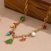 18K Gold Plated Cartoon Christmas Tree & Santa Pendant Necklace for Women