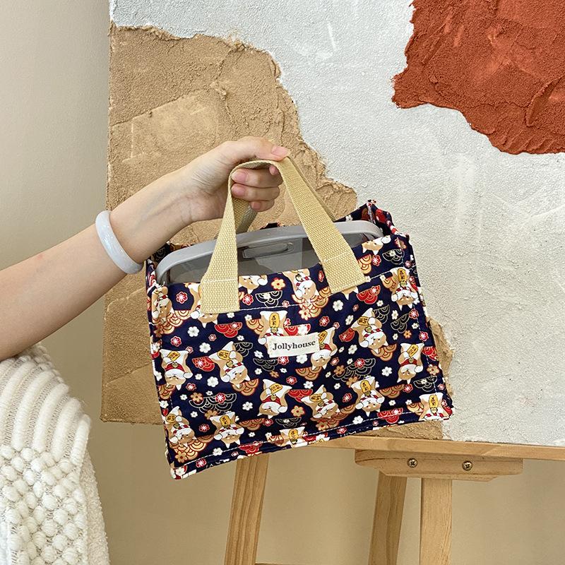 Да язык/маленький свежий литературный пикник цветочная сумка для ланча сумка для бенто ручная переноска универсальная ручная переноска маленькая квадратная сумка