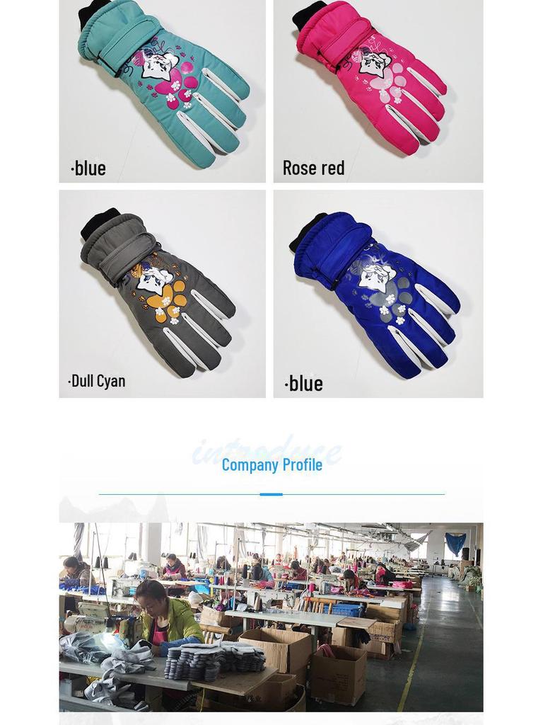 Детские зимние лыжные перчатки с рисунком, ветро- и водонепроницаемые, возраст 5-10 лет