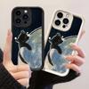 JT123 Кошка, обнимающая луну, для iPhone 17 16 15 14 Pro Max Samsung S26 S25 S24 Ultra A17 A16 A07 A56 A06 Xiaomi 15T Redmi 15c 14c Note 13 14 Мягкий чехол из ТПУ