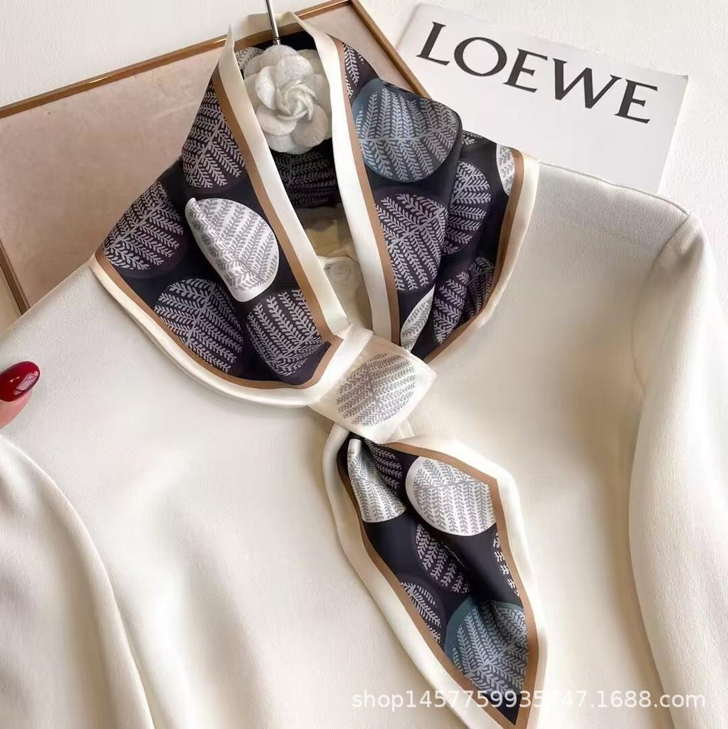 Silk Scarf Small Long Square Scarf Women'S High-End Neck Protection Scarf Professional Matching Shirt Scarf