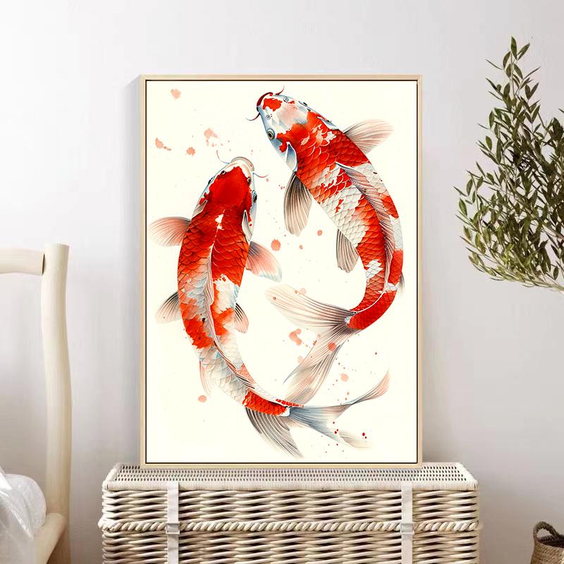 5d DIY Алмазная картина, вышивка крестом, две рыбы кои, алмазная вышивка, мозаика, золотая рыбка, полный круглый дрель, домашний декор