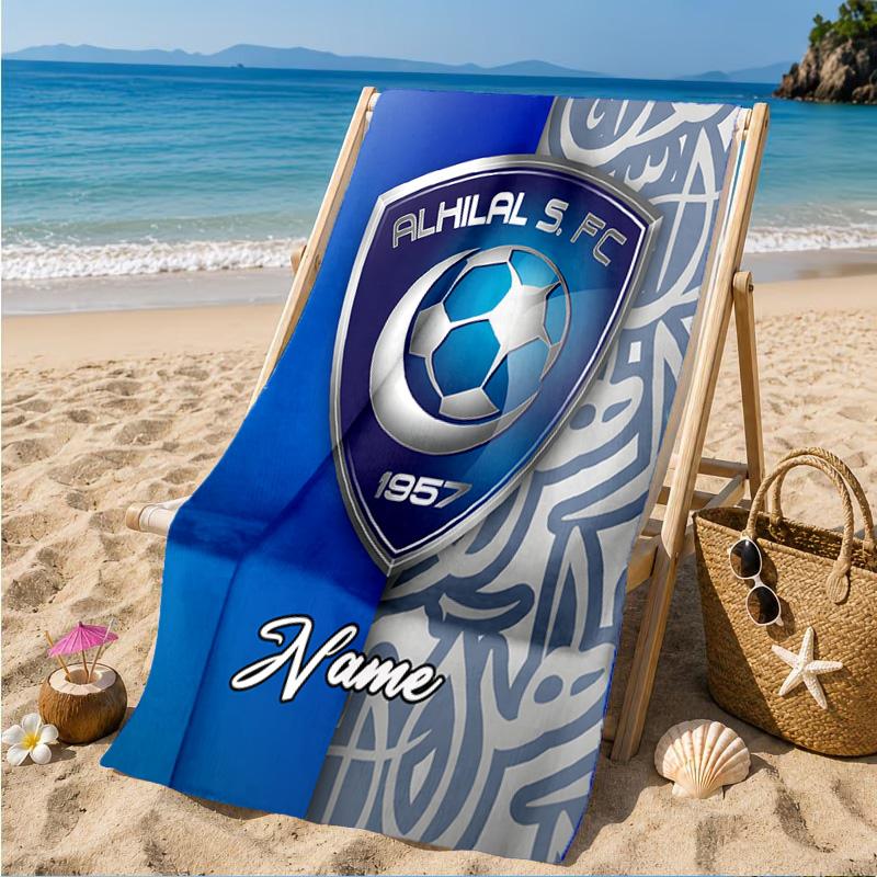 Custom Name Al FC Crest Beach Towel Microfiber Beach Towel, Lightweight and Quick-Dry, for Summer Travel, Swimming Pool Gift