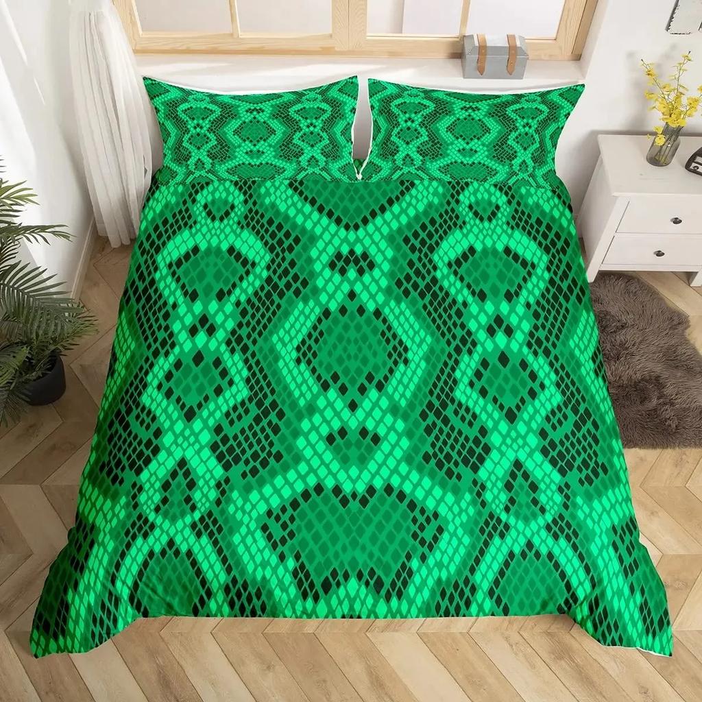 Snake Skin Duvet Cover Set Snake Scale Bedding Set Full,Wild Reptile Comforter Cover Tropical African Safari Animals Quilt Cover