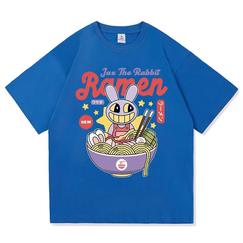 Футболка Amazing Digital Circus Jax Ramen, модная женская футболка Caine Pomni, футболка унисекс с милым кроликом и лапшой, хлопковая футболка.