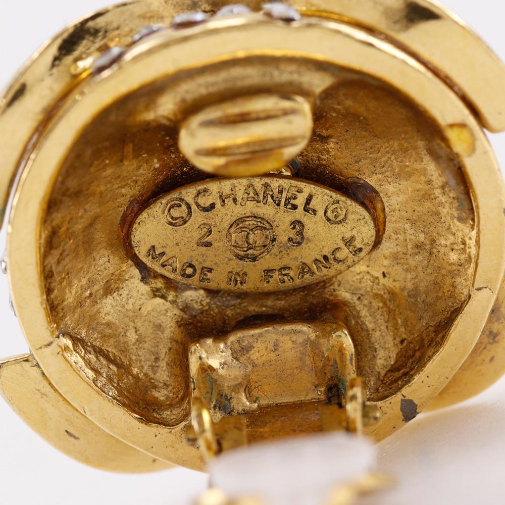 Chanel Серьга COCO Mark винтажная Позолоченное золото/Стразы 34,1 г Женская Б/У