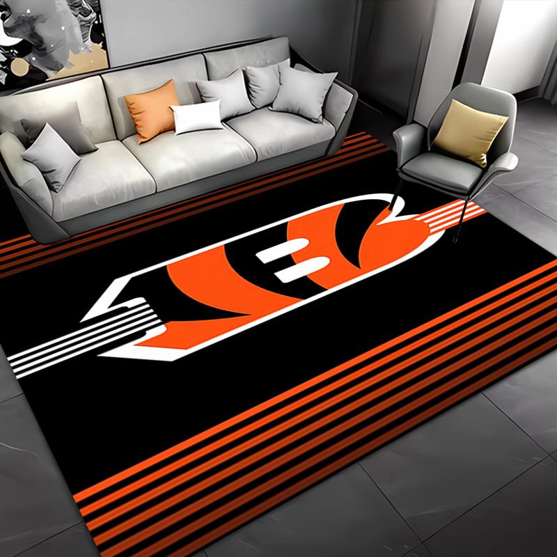 1pc Cincinnati Bengals LOGO Entrance Mat, Non-Slip Mat Area Rug,Room Decor, Outdoor Decor, Kitchen Rug,Doormat - Machine Washable, Easy to Clean