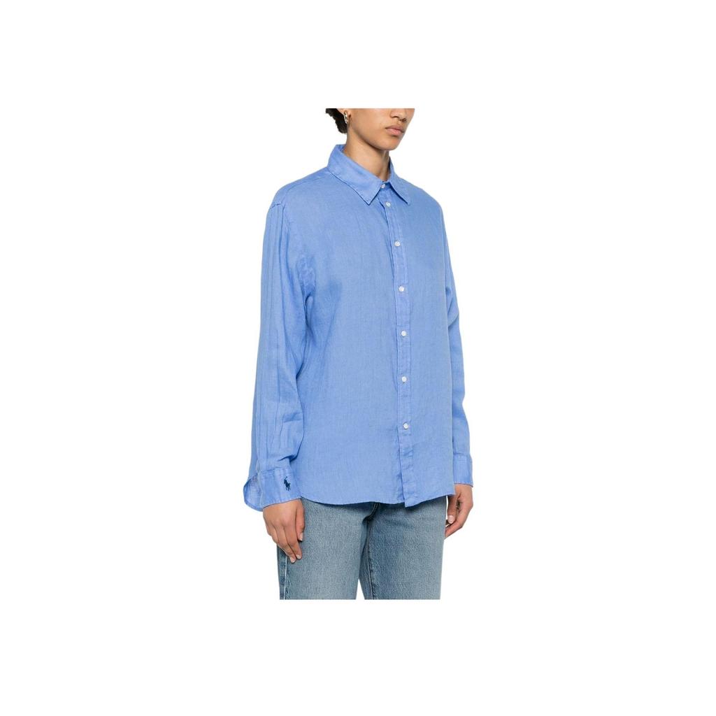 Polo Ralph Lauren Solid Color Long Sleeve Loose Shirt Women Shirts Blue 211968221-004