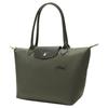 Longchamp Le Pliage Green 28 с длинными ручками Экологичная холщовая сумка-тоут через плечо "Пельмень" Средний размер Женские сумки Лесной зеленый 2605919479