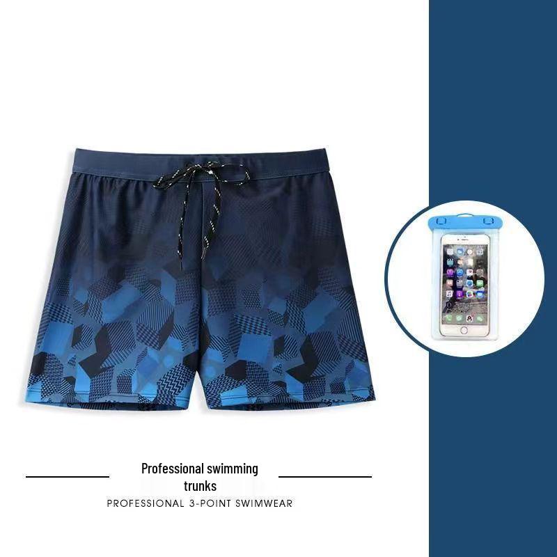 Men's Quick-Dry Swim Trunks Set: Swimwear with Loose Square Leg, Professional Swim Goggles & Cap Included