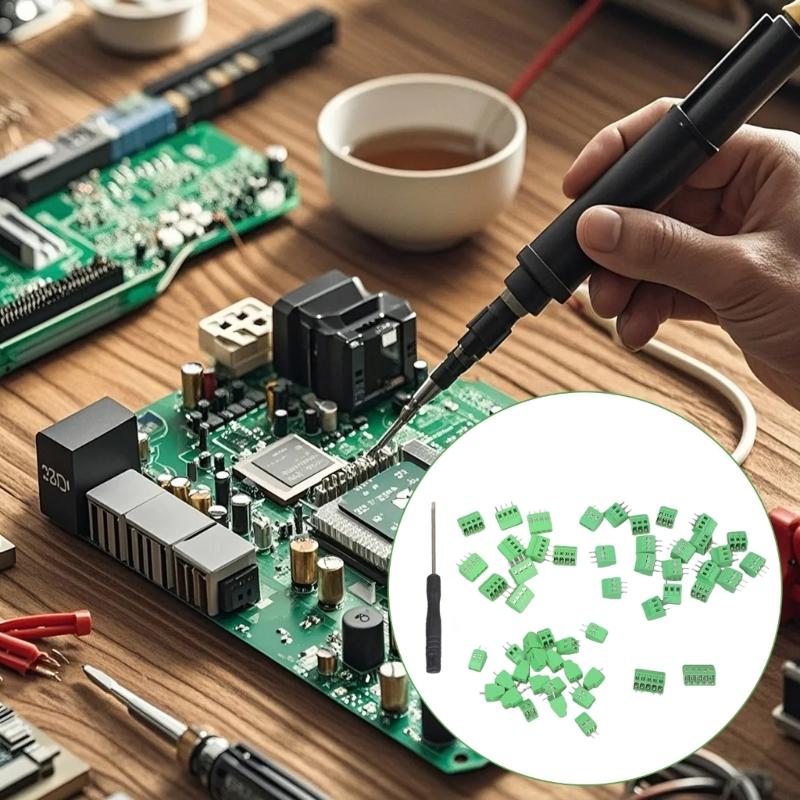 52Pcs PCB Wiring Terminals 2.54mm Pitches PCB Mount Screw Terminals Block Straight Pin 2/3/4/5Pin Circuit Board Connector