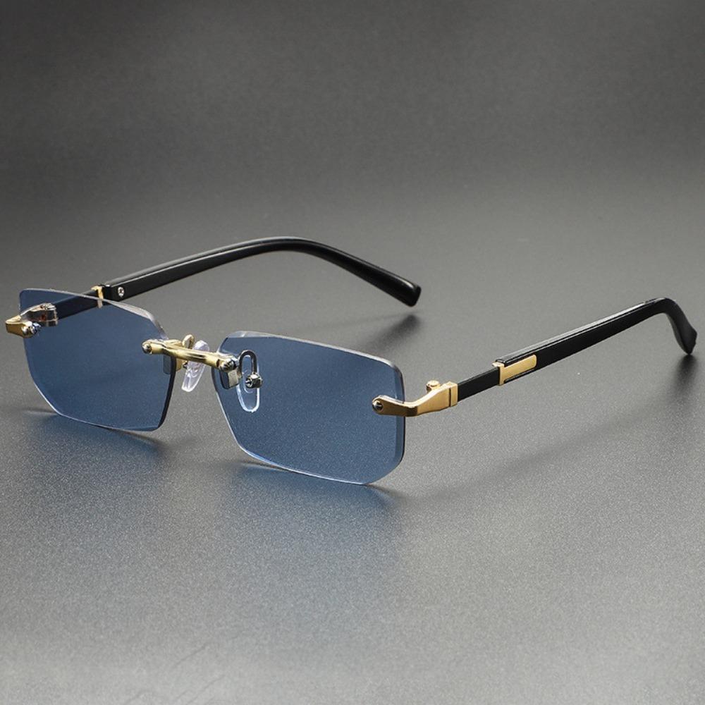 UV400 Protection Rimless Rectangle Sunglasses Y2K Eyewear Vintage Frameless Sun Glasses for Women Men