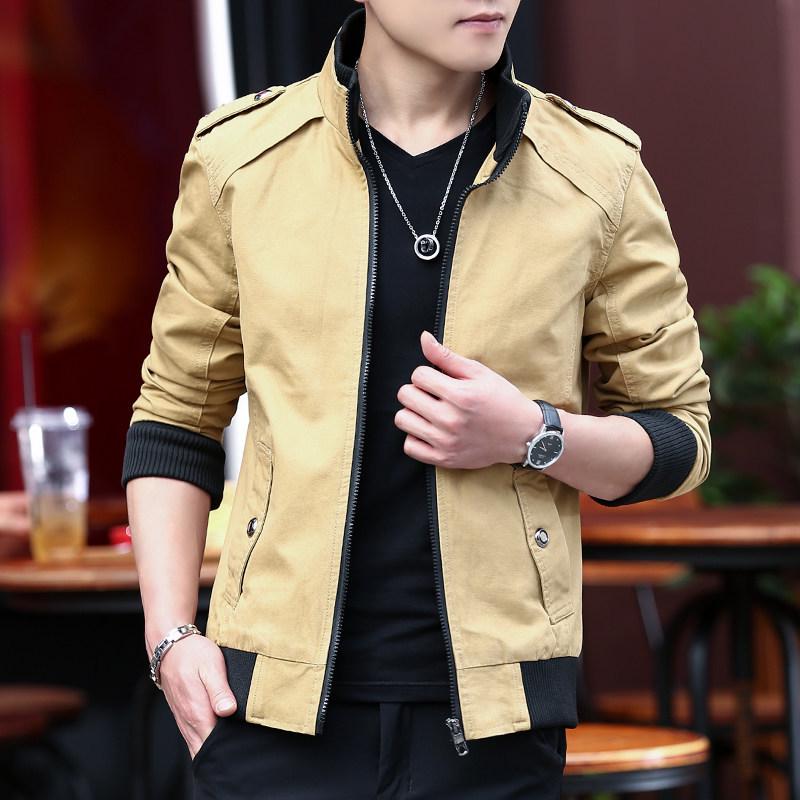 Spring And Autumn New Men'S Youth Washed Jacket, Korean Version Of Slim-Fit Pure Cotton Casual Outerwear Trend