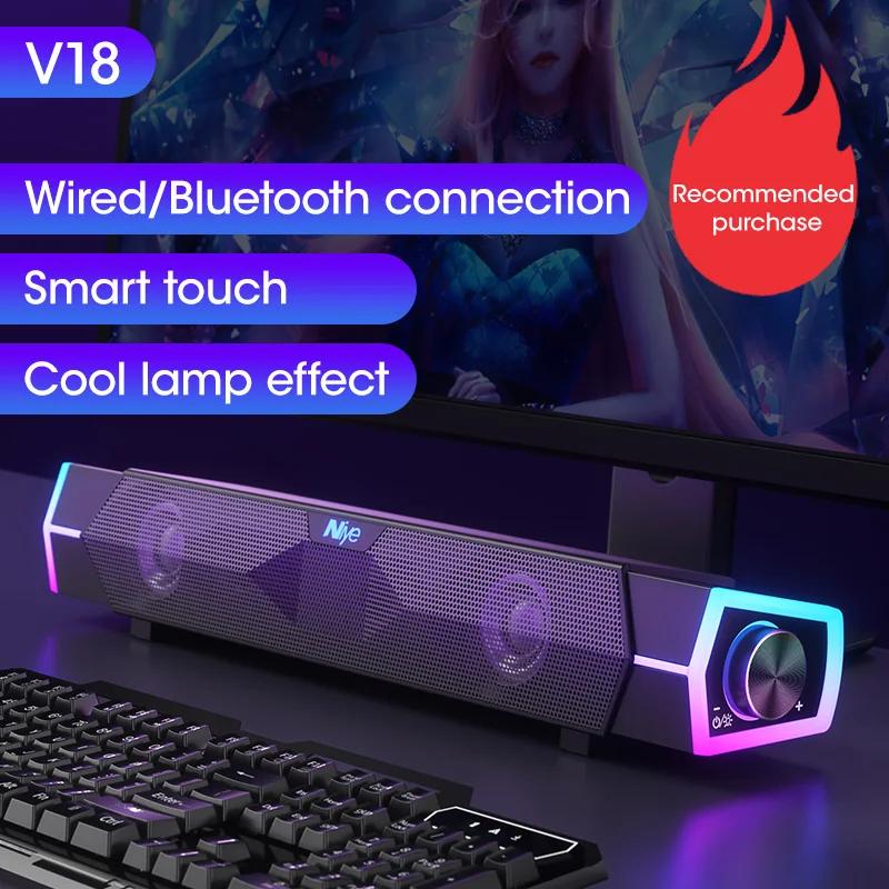 4D Stereo Sound Bar PC Speaker Surround Soundbar Bluetooth Wireless Wired Computer Speakers RGB Subwoofer for Laptop Theater TV