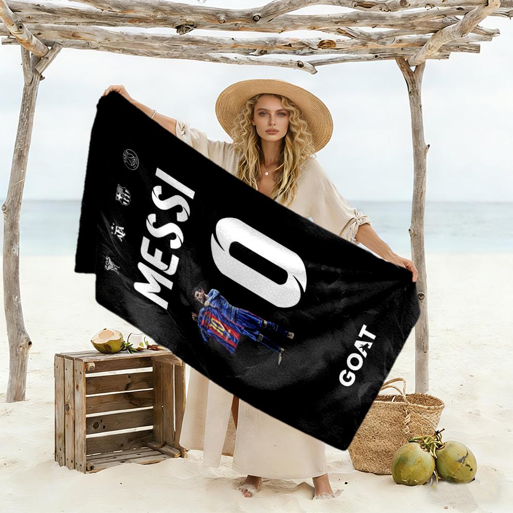 Football Messi Beach Towel High Absorbency Quick-Dry Comfortable Lightweight Suitable for Swimming, Gym, Camping, Yoga Vacation