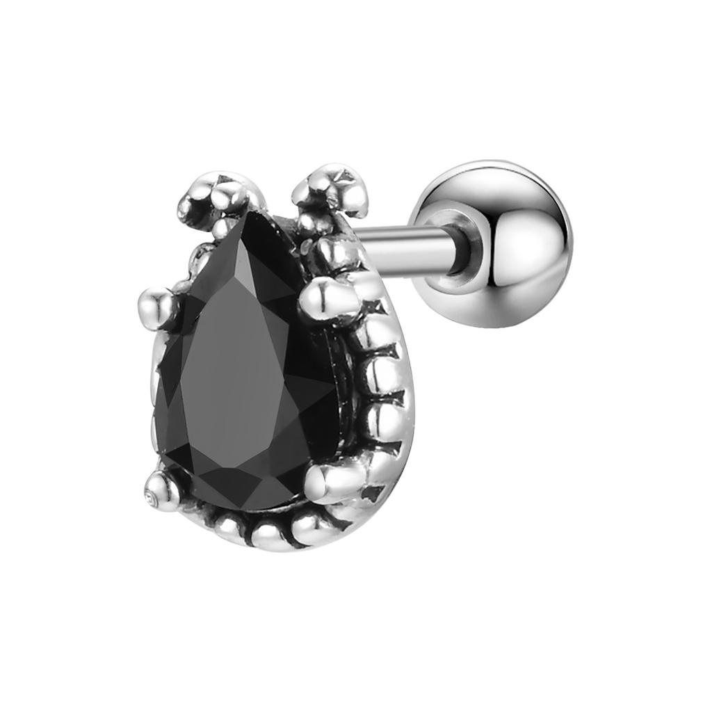 Male Fashion Simple Personality Ear Stud Trend Neutral Stainless Steel Earrings Men Retro Zircon Popular Versatile Ear jewelry