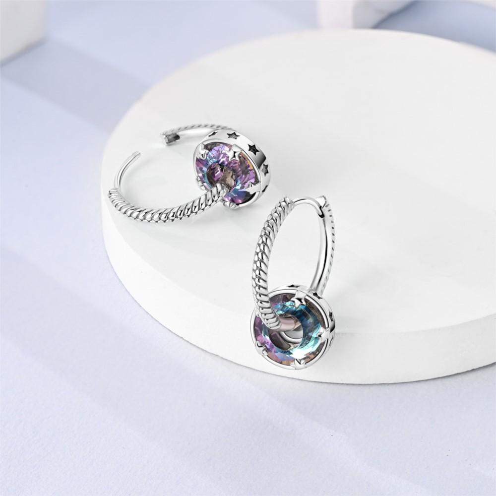 Orstarry Серьги-подвески из серебра 925 пробы с кристаллами, круглые, женские, с подвесками, модные, универсальные, ювелирные изделия для вечеринок, подарки