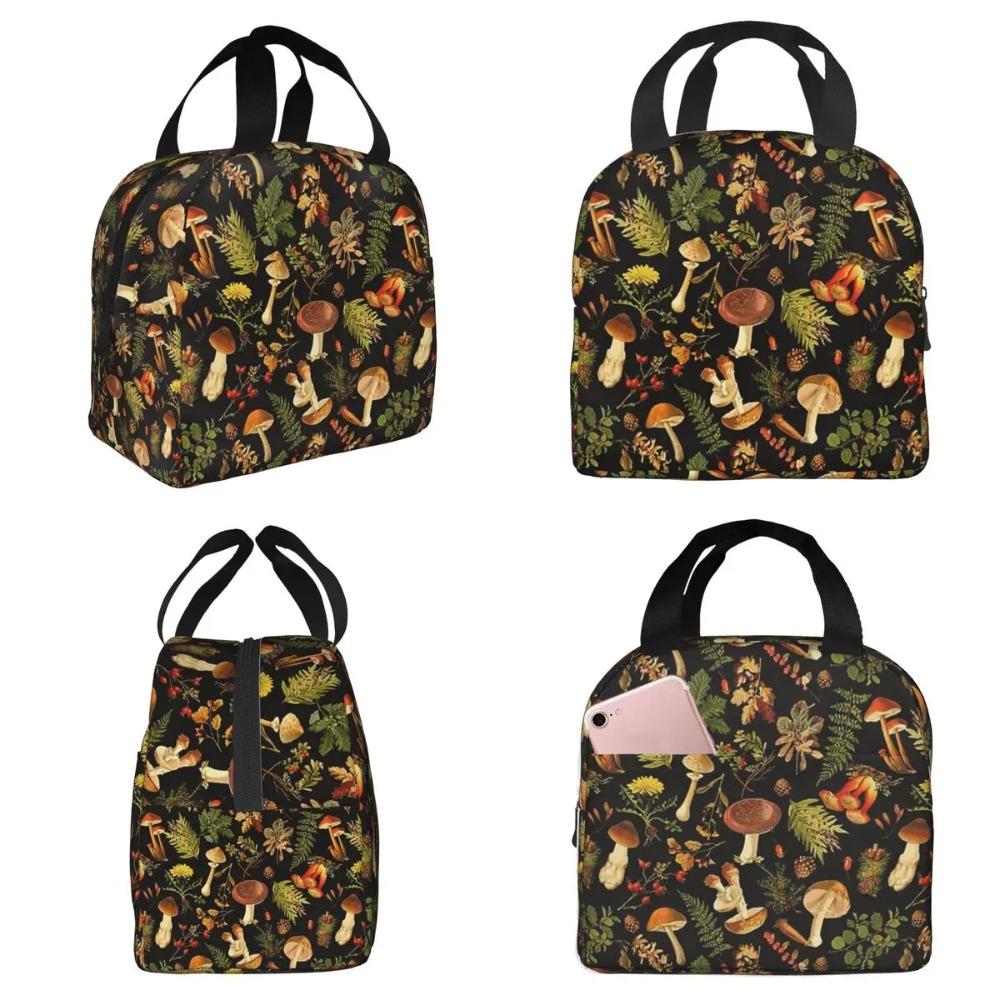 Thanksgiving Mushrooms Harvest Botanical Night Garden Insulated Lunch Bag for Women Office Cooler Thermal Food Box Tote Portable
