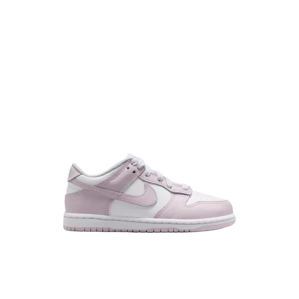 Nike Кроссовки Dunk Low для катания на скейтборде для детей Белый Светло-фиолетовый Детские FB9108-128