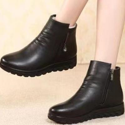 Горячая Распродажа Женской обуви на молнии Женские сапоги Зимние плюс флис для тепла и комфорта Короткие повседневные туфли-бочонки для женщин