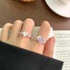 Non-Fading Korean Heart Pink Zircon 925 Sterling Silver Ring for Women