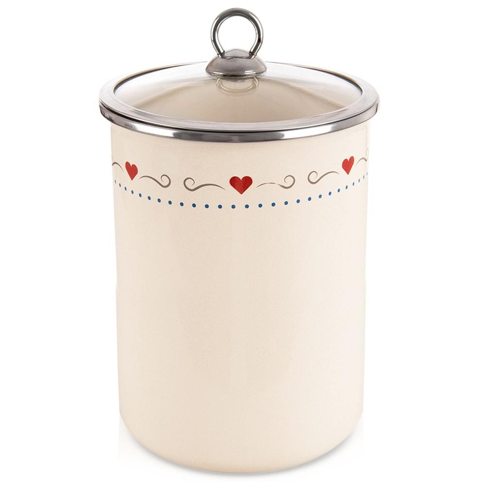 Tonca 1.9 L Enameled Food Container With Glass Lid
