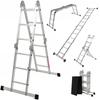 Алюминиевая многофункциональная шарнирная лестница 4x3 Прочная + платформа 150 кг