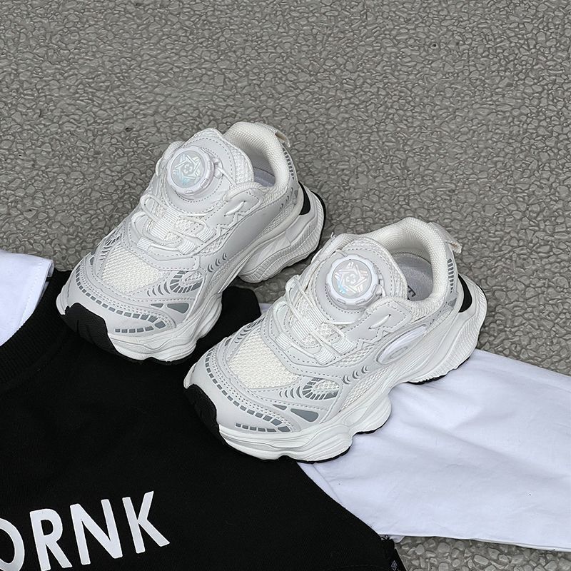 Spring and summer new rotating buckle classmates boys breathable mesh sneakers girls dad shoes children's running shoes