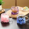 Floral Glass Mug Real Flower Coffee Cup Double Wall Clear Mug with Insulated Handle Aesthetic Floral Tumbler