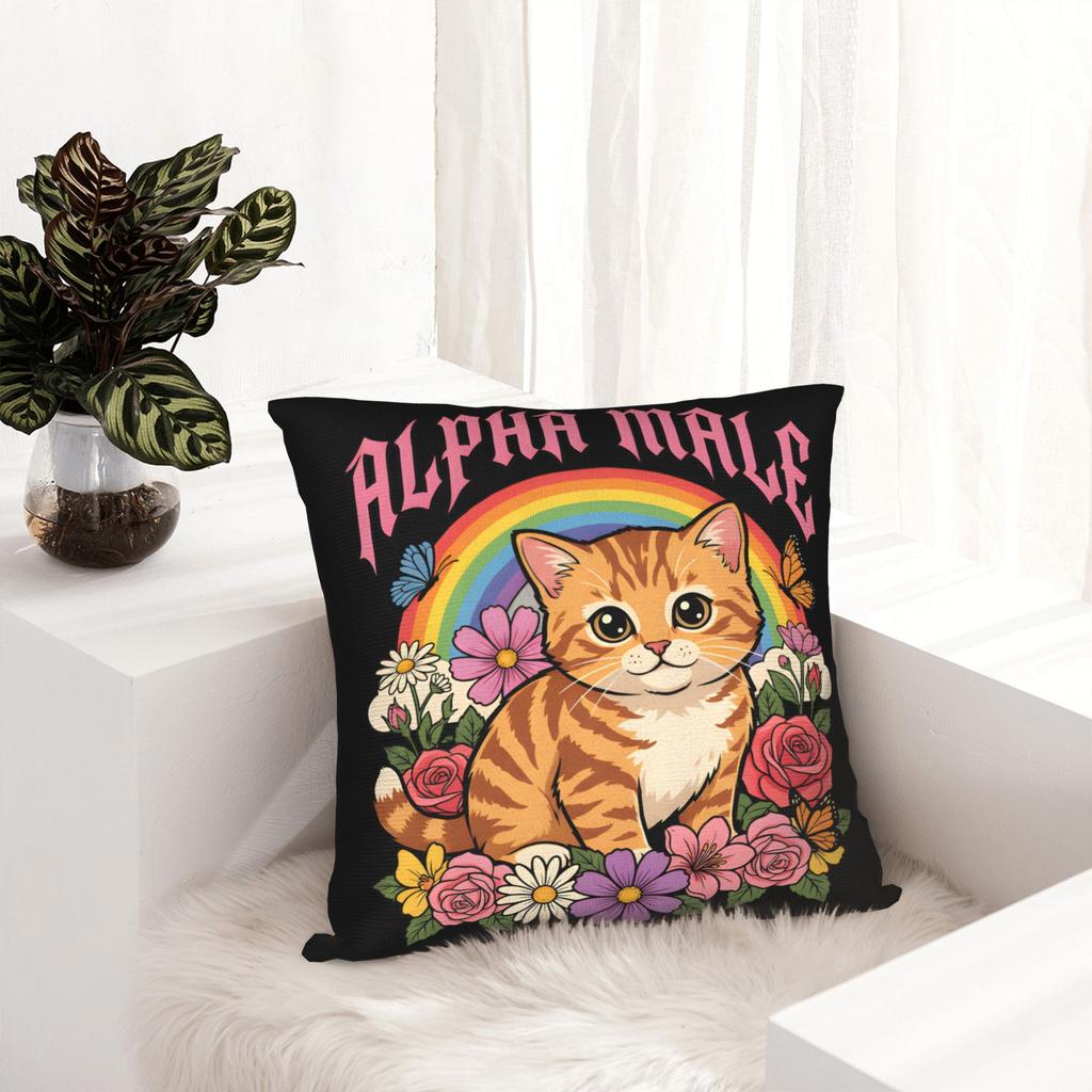 Decorative Pillowcases Alpha Male Cat Kitten Funny Merch Car Pillow Case Cover Square Multiple Sizes