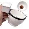 Funny Toilet Shaped Mug , White Ceramic Coffee Cup with Black Rim, Perfect for Birthdays , Pranks, Reusable and Freezer Safe, Unique Gift Idea,