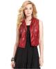 Zip Western Lambskin Red Vest Coat Women Classic Stylish 100% Leather Waistcoat