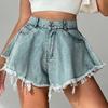 European & American Style Women's Ripped High Waist Denim Shorts with Tassels (2022)
