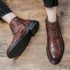 Fashion Trends Top Vintage Old Handmade Men's Brogue Boots Tooling Cow Leather Brown Shoes Warm Plush Zipper Ankle Boots Desert