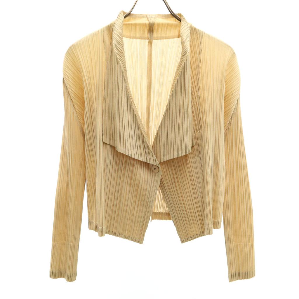 PLEATS PLEASE Made In Japan Long Sleeve Pleated Jacket 3 Beige Women Used