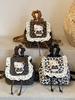 Korean Ruffle Lace Retro Leopard Print Girls' Kitten Backpack - Cute and Versatile Cartoon-Style Design
