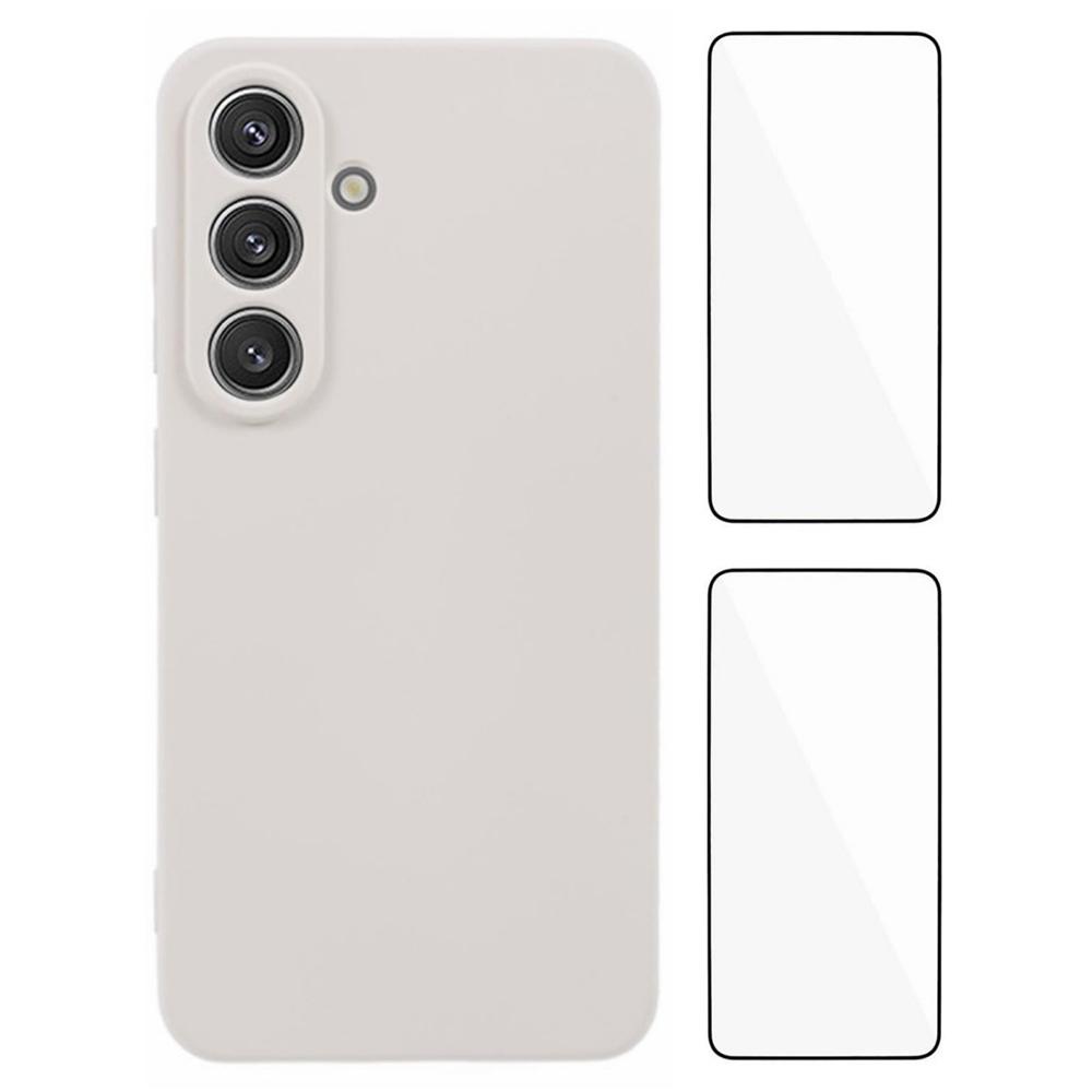 WANLONFENG RB3 Series For Samsung Galaxy S25 Case with 2Pcs Screen Film Precise Lens Hole Soft TPU Phone Back Cover