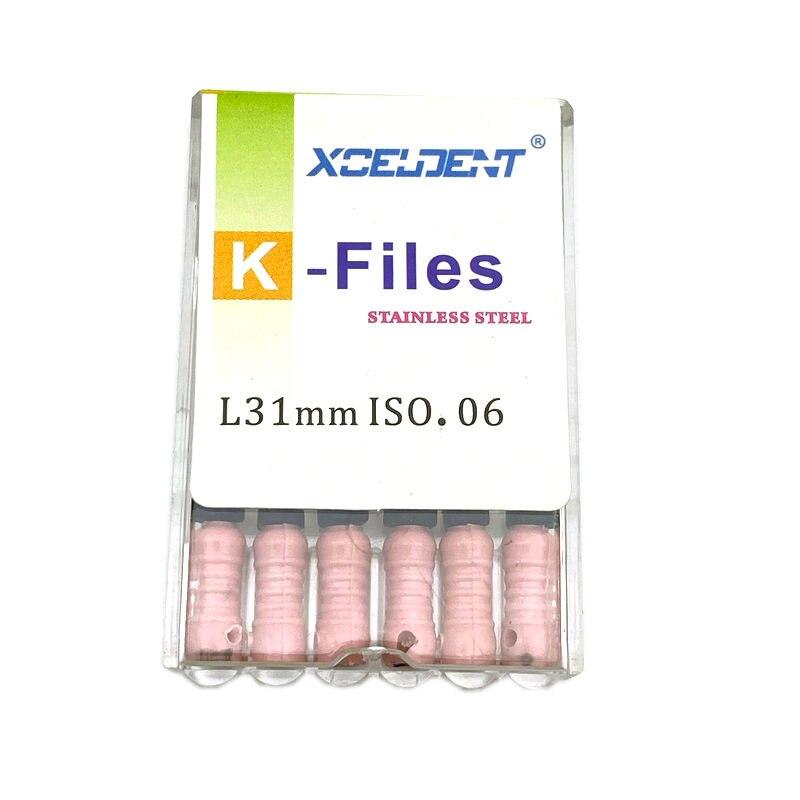 31 мм стоматологические K-файлы, эндо-файлы для корневых каналов, стоматологические ручные файлы, K-файлы из нержавеющей стали, инструменты для стоматолога