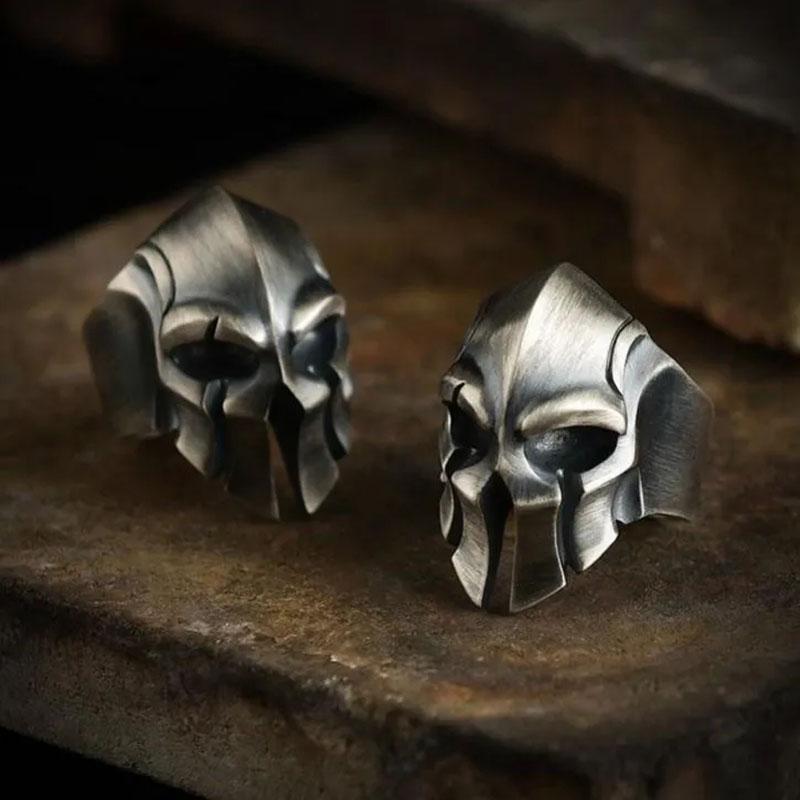 Серебряный спартанский шлем креативного ремесленного дизайна без инкрустации, преувеличенное властное мужское открытое регулируемое кольцо в стиле ретро