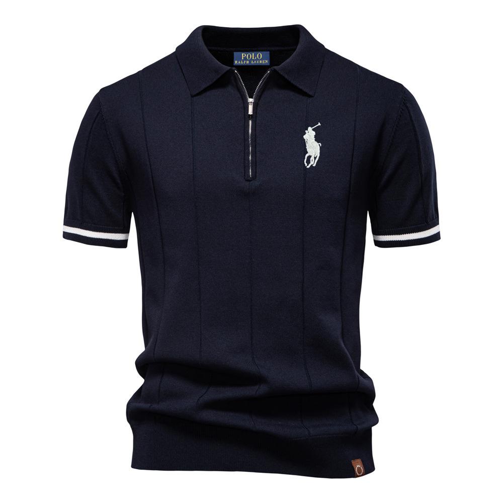 Polo Ralph Lauren Весна/Лето, Новая женская деловая повседневная шерстяная рубашка-поло с вышивкой пони, Вязаная рубашка-поло с откидным воротником, Короткий рукав