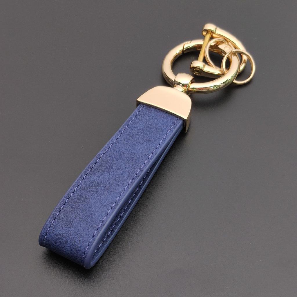 Minimalist Stainless Steel Metal Keyring Leather Car Keychain Pendant Laser Engrave Customized Name Vintage Accessory Gift