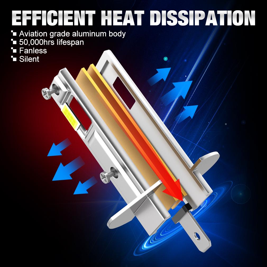 2 шт. Светодиодные лампы для автомобильных фар H1, безвентиляторные, H3, противотуманные фары, 18000 лм, 30 Вт, дневные ходовые огни, супер яркие противотуманные фары, 6500 К, белый, 12 В