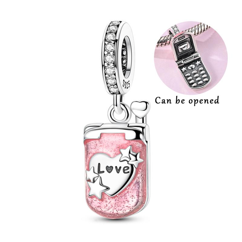 Оригинальные шармы на День святого Валентина, подвеска-бусина, медное сердце, любовь, роза, шармы-мишки, подходят для браслета, браслета-манжеты, женские DIY украшения, подарок