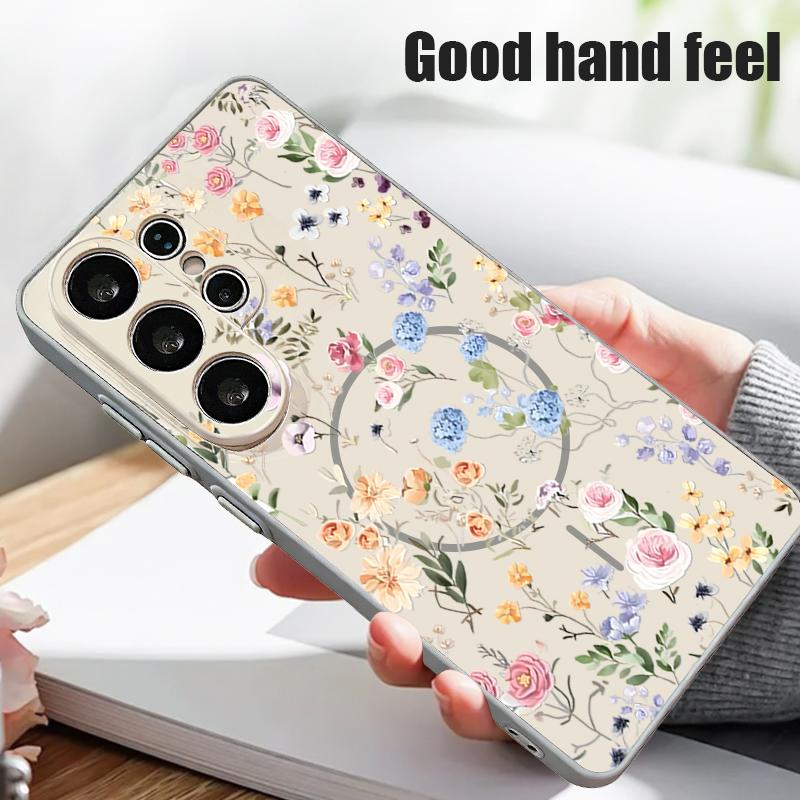 Розовые Лилии Ромашки Цветочный Чехол Для Samsung Galaxy S26 Ultra S25 Edge S24 Plus S23 FE S22 A17 A54 A55 A56 A57 5G Магнитный Для Magsafe Матовый Чехол