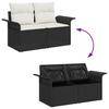 Garden Sofa Set with Cushions 6 pcs Black Poly Rattan