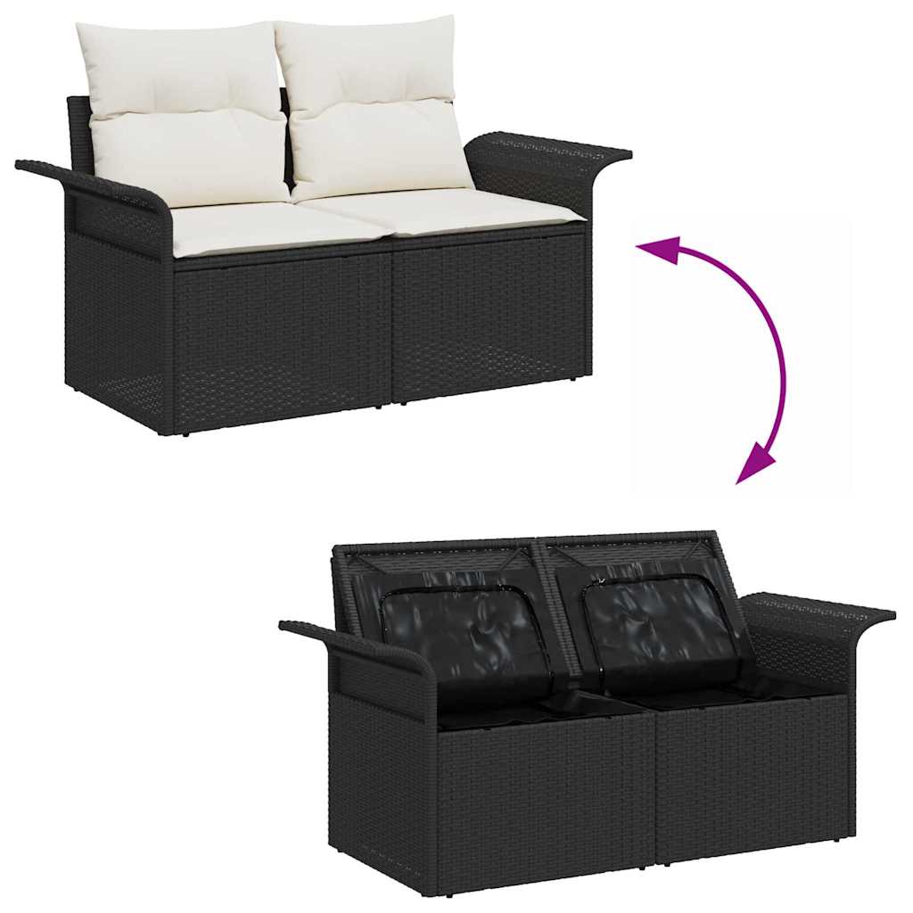 Garden Sofa Set with Cushions 6 pcs Black Poly Rattan